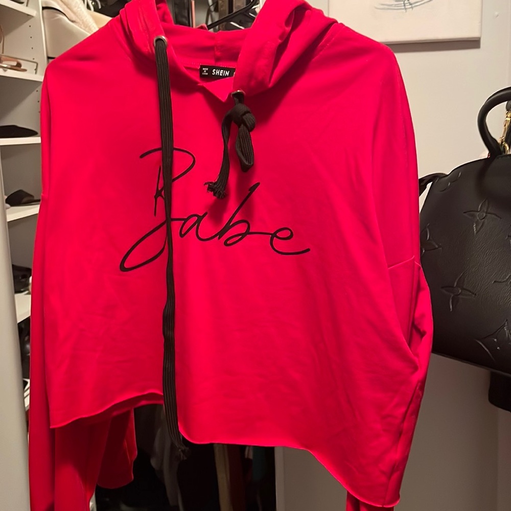 Red hoodie from SHEIN.